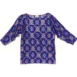 Chinoise By Matthew Lombardi Women's Blouse S vintage metallic geometric party